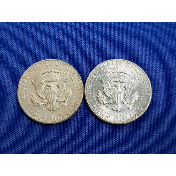 x2 1964 Kennedy Half Dollars - 90% Silver - Face Value: $1.00