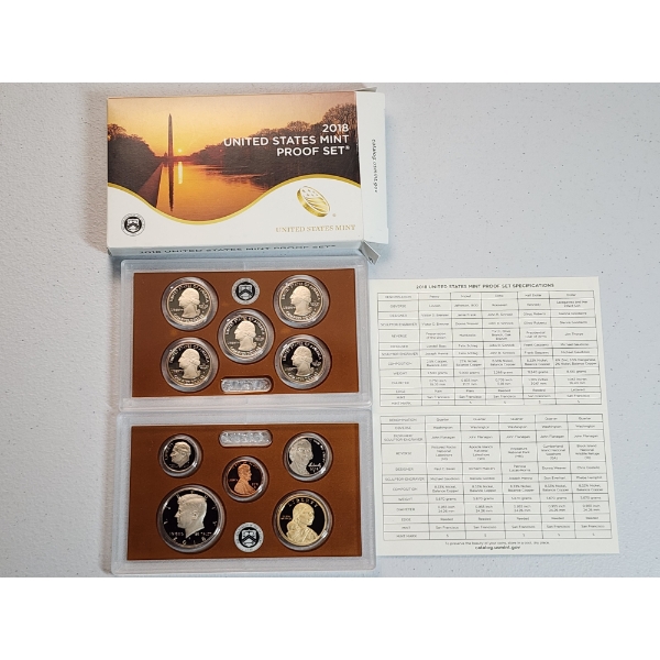 2018-S United States Mint Proof Set with Original Box and Certificate of Authenticity