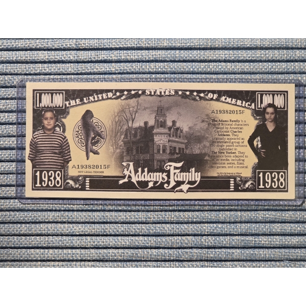 Addams Family Million Dollar Bill In Mint Condition In Protective Holder
