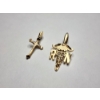 Image 6 : Two 14K Gold Pendants - Cross & "R.N." Caduceus - Total Weight 1.1 Grams