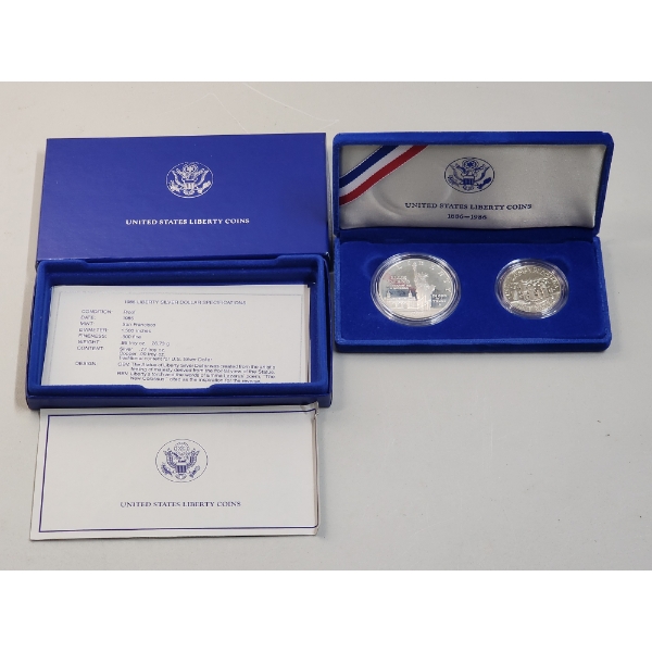 1986 United States Liberty Coin Set: Half Dollar Proof & Silver Dollar 
