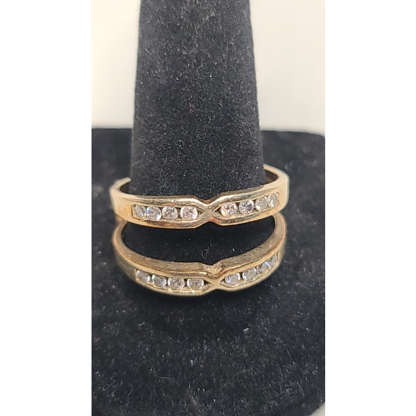  14K Yellow Gold Double Diamond Ring Guard/Wedding Band Enhancer - Size 10 - Weight: 6.4g