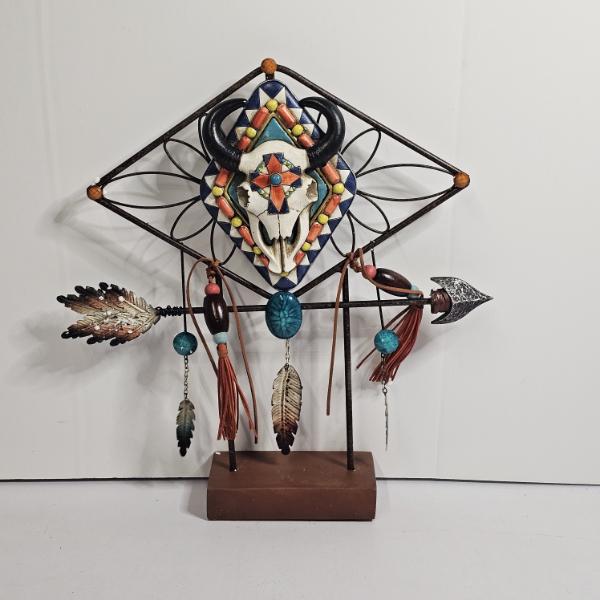 Southwestern Cow Skull Arrow Dreamcatcher - 14"