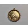 Image 2 : Beautiful Gold-Plated Coin Pendant with 1928 U.K. One Penny Gold-Tone Coin 