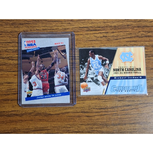 2 Upper Deck Micheal Jordan Basketball Cards: 1993 #193 & 2011 North Carolina Collegiate Card #43