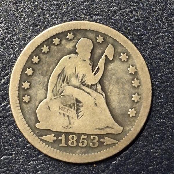 1853 Seated Liberty 25c (Quarter) With Arrows Variety