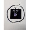 Image 6 : Stunning Blue/White Pearl Necklace and Heart-Shaped Purple Gems Earrings and Necklace Set