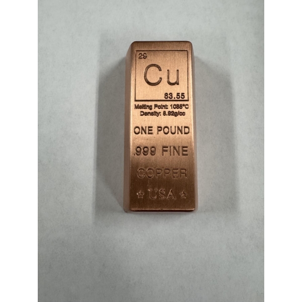 Incredible One Pound Copper Ingot Bar - Mint Condition - Limited Production