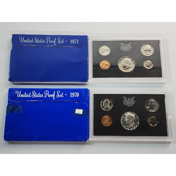 1970 and 1971 United States Mint Proof Sets In Original Packaging