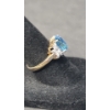 Image 3 : 14K Gold Oval-Cut Blue Topaz Center Stone With Diamonds - Size 7 - Weight: 3.4g