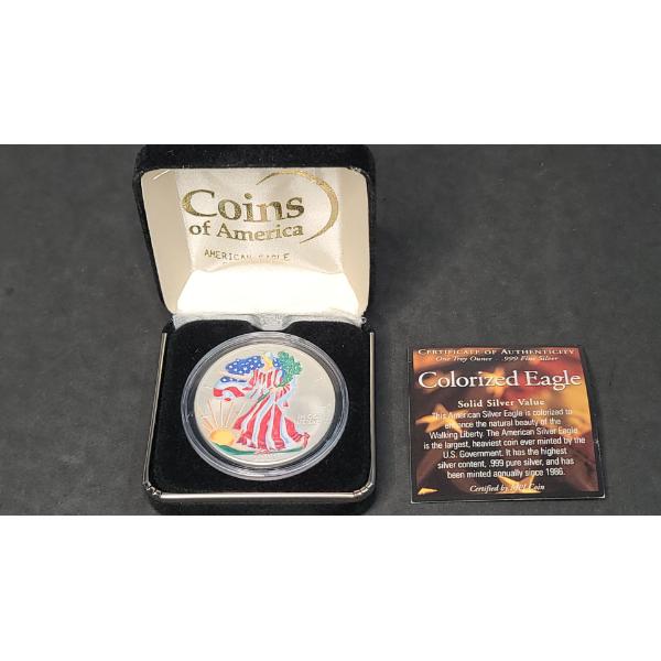 2000 Colorized 1 Troy Ounce .999 Silver American Eagle Coin 