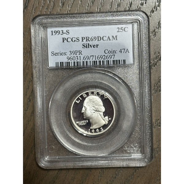 PCGS PR69 DCAM 1993-S Silver Washington Quarter