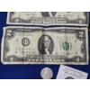 Image 5 : Lot of Coins & Bills; Nickels, Dime U.S. $2 Bills, Kennedy Half Dollars, Total FV: $6.25