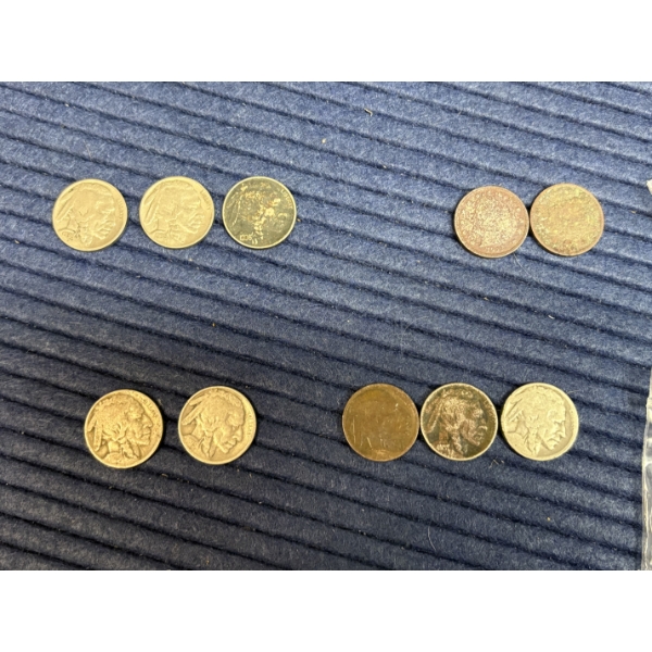 Buffalo Nickels & V Nickels - Various Years - FV $0.65 - All in labeled Bags