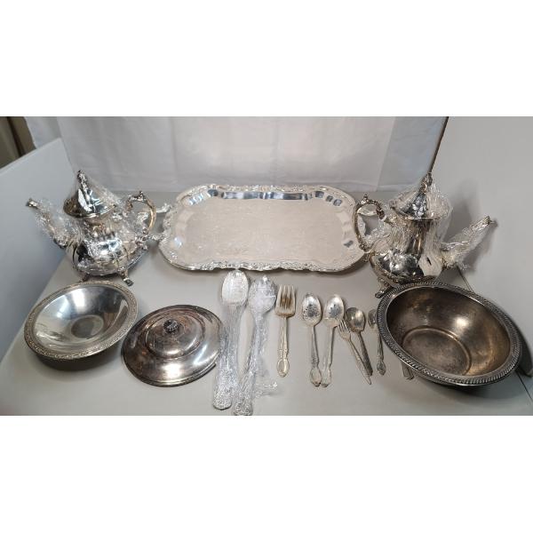 Assorted Silverplate Kitchen Utensils & Dishware - Weight: 16.2 lbs