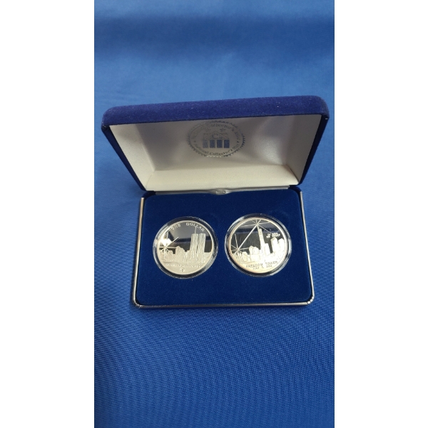 2004 World Trade Center & Freedom Tower Silver/Clad Two Proof Coin Set From National Collectors Mint