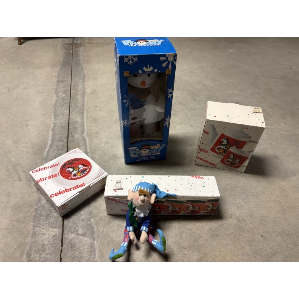*Pick Up At Mantua Home-No Shipping Available* Pink Storage Tote - Snowman Figurine with Push Button