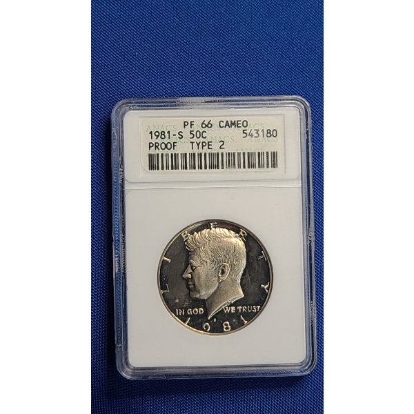 ANACS 1981-S PF 66 CAMEO Type 2 Kennedy Clad Proof Half Dollar 
