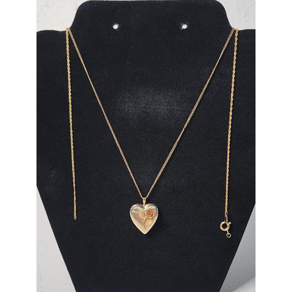 Gold-Filled & Gold-Plated Jewelry: Heart Locket Pendant, 16" Chain, & 18" Broken Chain