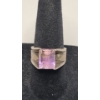 Image 1 : Mid-century Modern Style Sterling Silver & Amethyst Ring - Size 6 - Weight: 7.1g