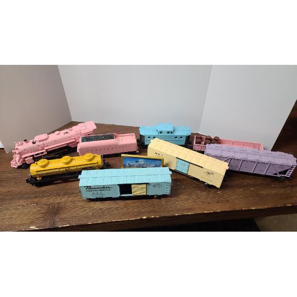 (7) Lionel Model Train Cars From The 1950's Girls Train Set & (1) Scout Oil Company Train Car