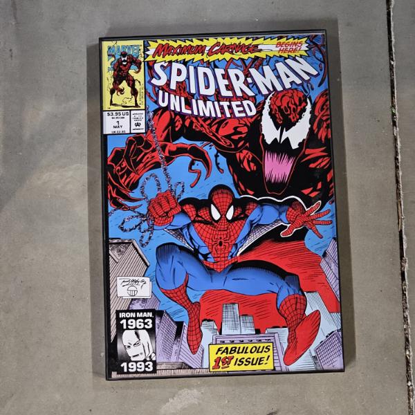 Spider-Man Unlimited Issue 1 Maximum Carnage Framed Comic Book Glass Art (18x12")