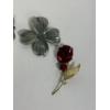 Image 2 : 4 Brooches - Clown on Triangle - Floral Brooch Pewter - Rose - Crying Clown 