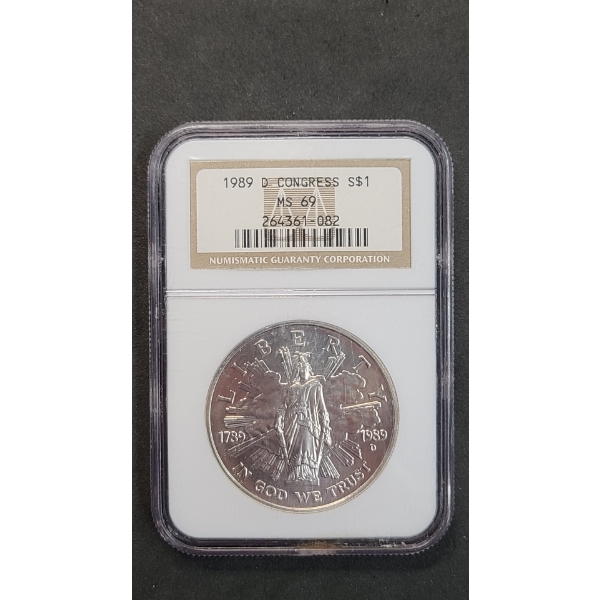 NGC 1989-D MS 69 Congress Bicentennial 90% Silver Dollar