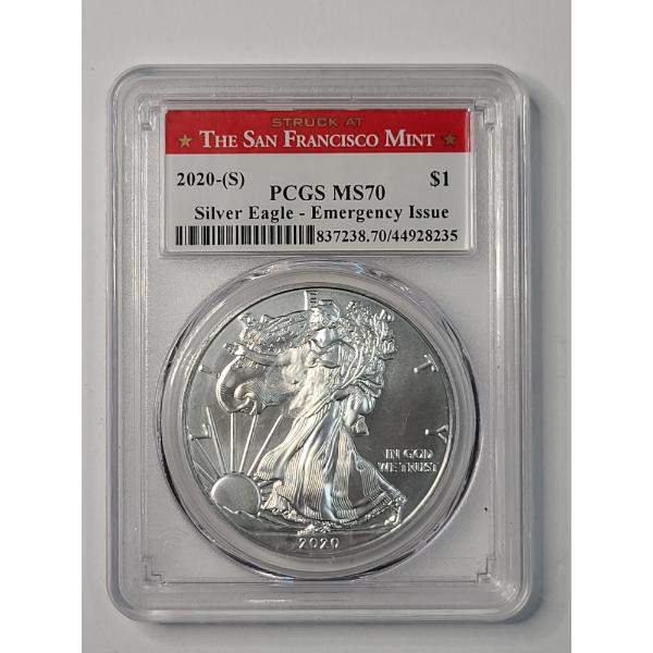 PCGS MS70 2020-S Emergency Issue One Troy Ounce .999 Fine Silver American Eagle 