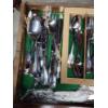 Image 13 : Beautiful Antique Tea Cart on Wheels with Assorted Stainless-Steel Utensils 30x32in