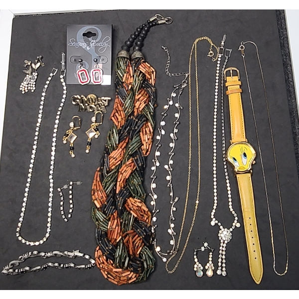 Lot Of Assorted Costume Jewelry & Watch