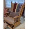 Image 3 : PICKUP IN NORTHFIELD - Quaint Style Solid Oak & Upholstery Rocking Chaie With Sliding Foot Rest Exc!