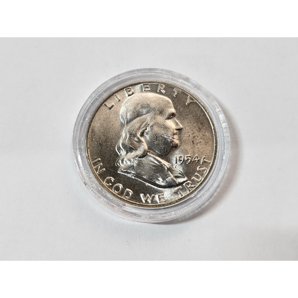 1954 Franklin Half Dollar - 90% Silver - in Capsule