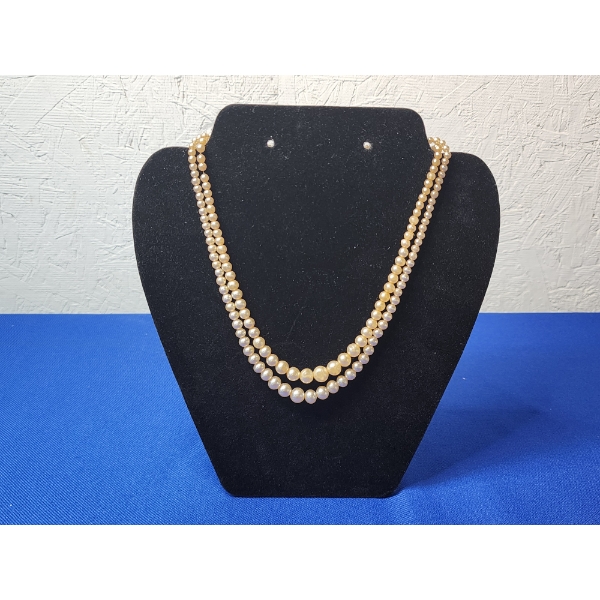 2 Pearl Necklaces with Sterling Silver Clasps Total Weight: 29.9g