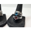 Image 3 : Five Assorted Sterling Silver Rings with Colorful Gemstones - TW: 15.3g