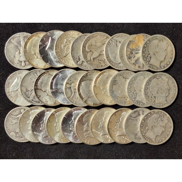 $15 Face Value in Assorted 90% Silver Half Dollars 