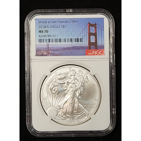 NGC 2014-S MS 70 1 Ounce .999 Fine Silver American Eagle 
