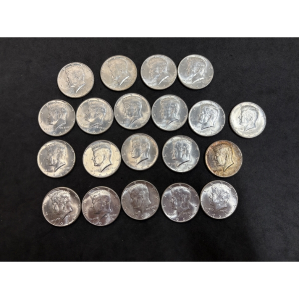 90% Silver - 1964 Kennedy Silver Half Dollars - FV $20.00 