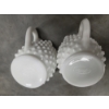 Image 5 : Vintage Pair Of Fenton White Milk Glass Hobnail Creamer & Sugar Servers
