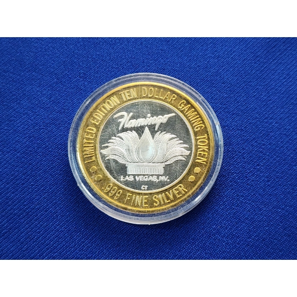 Limited Edition 1994 Las Vegas Flamingo $10 Gaming Token .999 Fine Silver