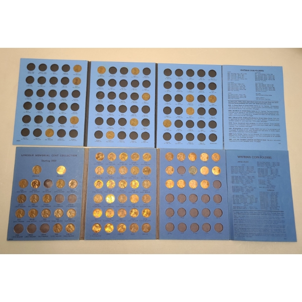 Assorted Years Lincoln Cents/ Lincoln Memorial Cents In Whitman Coin Collection Books - FV: $0.72