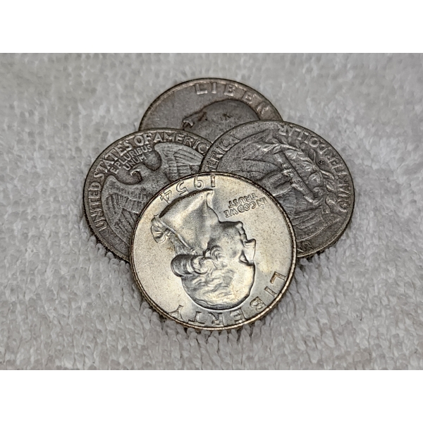 $1.00 Face Value in Assorted 90% Silver United States Washington Quarters ~ 4 Coins!