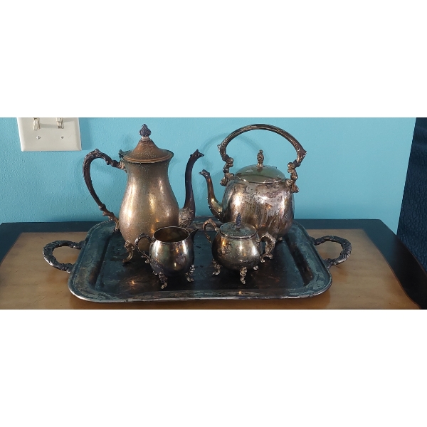 Silver Plate Set Tea Pot / Serving Set As Shown