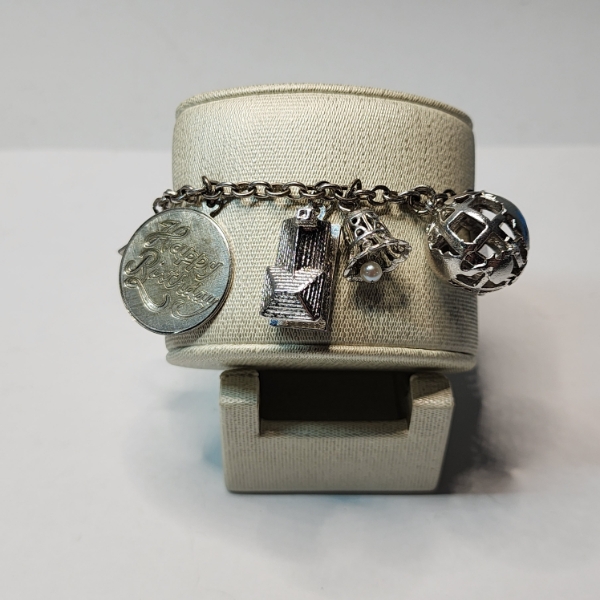 Sterling Silver & Silver-Tone Charm Bracelet: Assorted Charms, Some Sterling - See Photos TW: 39.0g