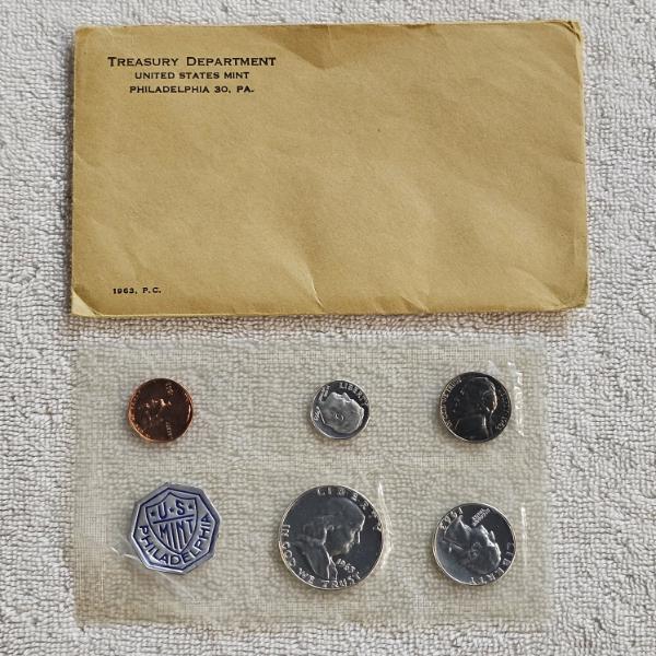 1963 United States Mint Uncirculated Coin Set ft. 90% Silver Half-Dollar, Quarter, and Dime