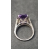 Image 4 : Women's Sterling Silver Ring With Large Amethyst Stone - Size: 8- Weight: 6.2g