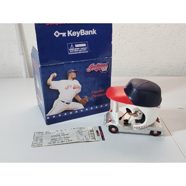 2008 Cleveland Indian Fausto Carmona Bullpen Car Bobble Head and Game Ticket