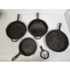 Image 1 : Lot of 5 Cast Iron Skillets: (3) 10in, (1) 8in, (1) 4in Decorative 