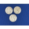 Image 1 : Lot of 3 United States Mercury Dimes - 90% Silver - Yrs. 1934, 1944, 1945