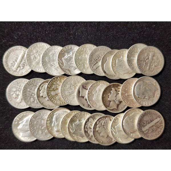 $3 Face Value in Assorted 90% Silver Dimes